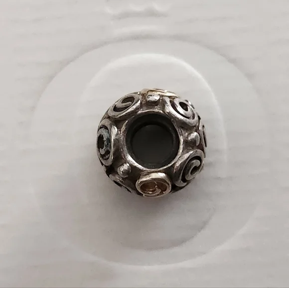 Pandora Two Tone Golden Doodle Rose Bud Charm - Picture 7 of 8